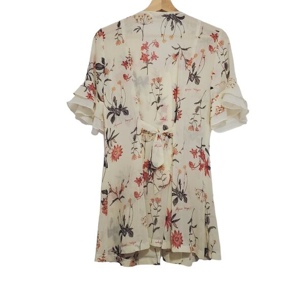 SXC | Floral Ruffle Button and Tie Front Blouse Lagenlook - Picture 2 of 9